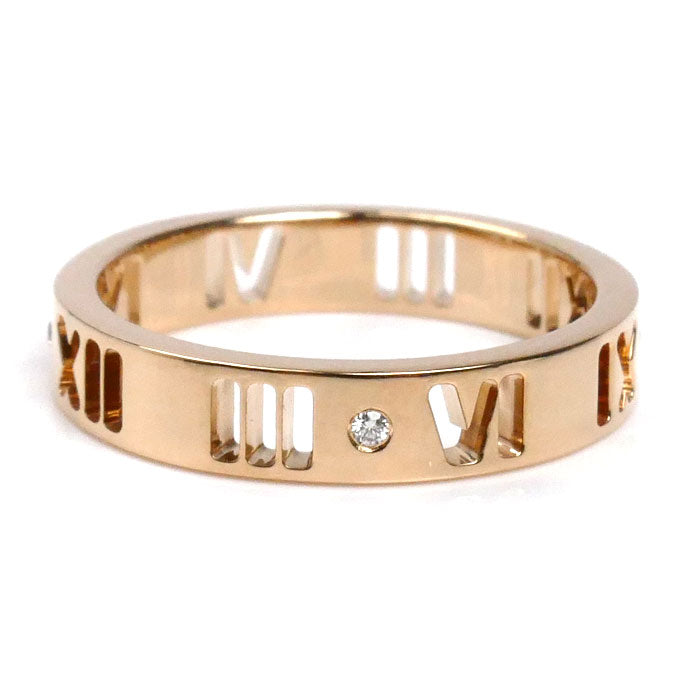 TIFFANY&Co. ティファニー K18PG ピンクゴールド ピアスド アトラス 4Pダイヤ リング・指輪 ダイヤモンド 8号 2.8g レディース【中古】