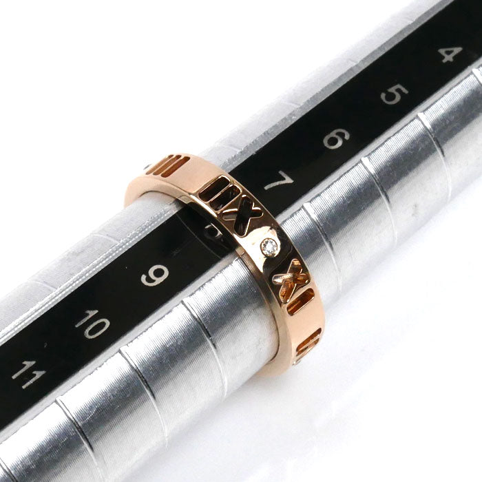 TIFFANY&Co. ティファニー K18PG ピンクゴールド ピアスド アトラス 4Pダイヤ リング・指輪 ダイヤモンド 8号 2.8g レディース【中古】