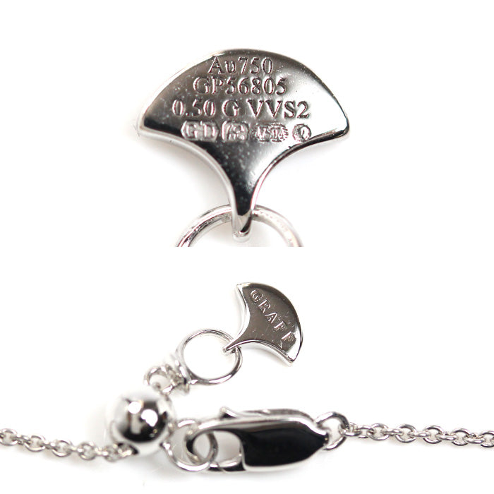 GRAFF グラフ K18WG ホワイトゴールド アイコン ダイヤ ペアシェイプ ネックレス ダイヤモンド0.5ct 4.3g ～46cm レディース【中古】【美品】