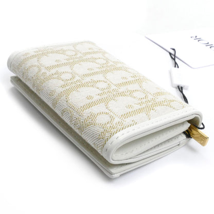 Christian Dior クリスチャンディオール オブリーク 30モンテーニュ ミディアムウォレット コインケース ホワイト ゴールド S2300UNRG レディース【中古】【極美品】