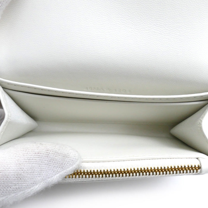 Christian Dior クリスチャンディオール オブリーク 30モンテーニュ ミディアムウォレット コインケース ホワイト ゴールド S2300UNRG レディース【中古】【極美品】