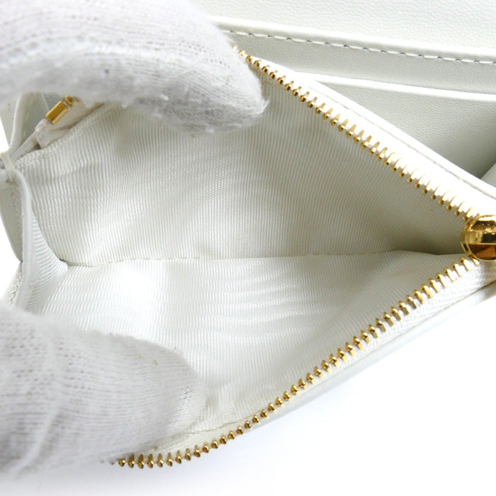 Christian Dior クリスチャンディオール オブリーク 30モンテーニュ ミディアムウォレット コインケース ホワイト ゴールド S2300UNRG レディース【中古】【極美品】