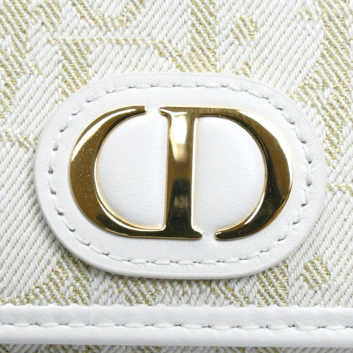 Christian Dior クリスチャンディオール オブリーク 30モンテーニュ ミディアムウォレット コインケース ホワイト ゴールド S2300UNRG レディース【中古】【極美品】