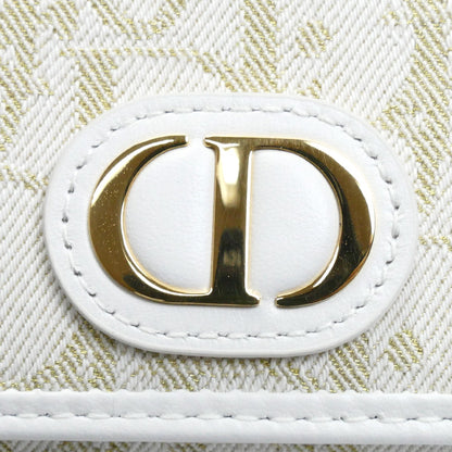 Christian Dior クリスチャンディオール オブリーク 30モンテーニュ ミディアムウォレット コインケース ホワイト ゴールド S2300UNRG レディース【中古】【極美品】