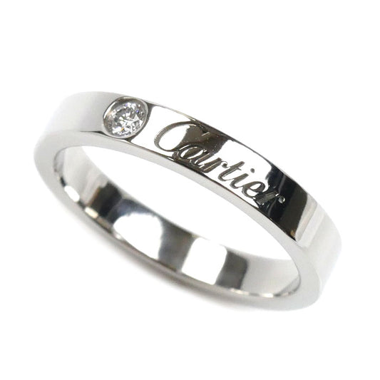 CARTIER カルティエ Pt950プラチナ エングレーブド 1Pダイヤ リング・指輪 B4051348 ダイヤモンド 8号 48 4.4g レディース【中古】【美品】