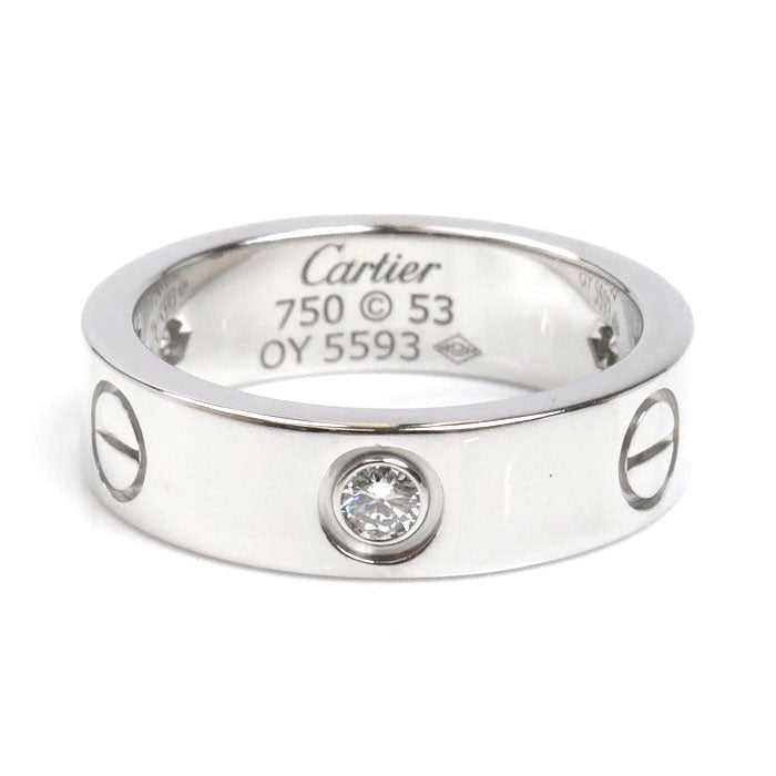 CARTIER カルティエ K18WG ホワイトゴールド ラブ ハーフ ダイヤ リング・指輪 B4032553 ダイヤモンド 13号 53 9.0g レディース【中古】【美品】