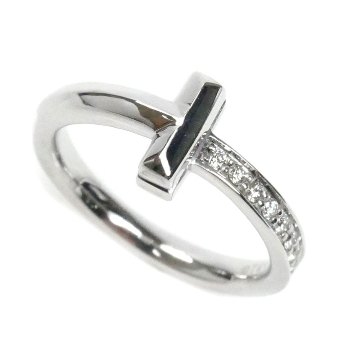 TIFFANY&Co. ティファニー K18WG ホワイトゴールド Tワン ナロー ダイヤ リング・指輪 67795490 ダイヤモンド0.07ct 8号 4.0g レディース【中古】【美品】