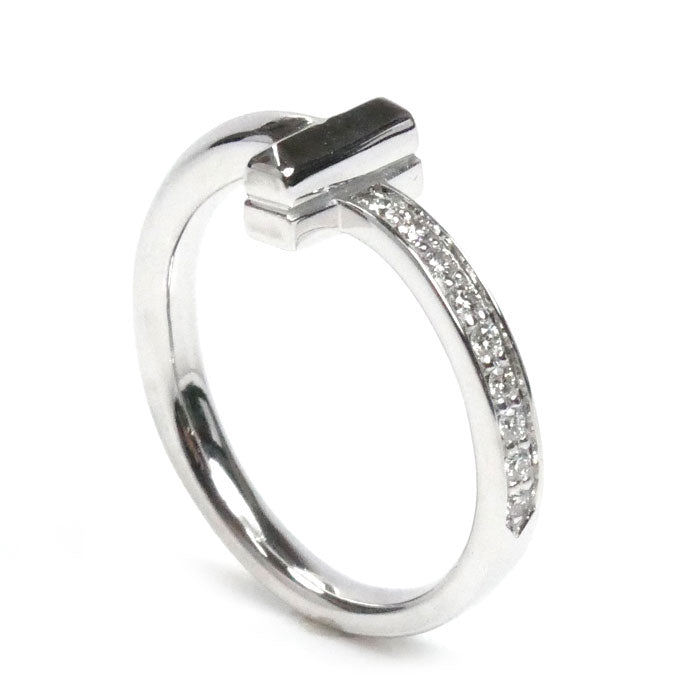 TIFFANY&Co. ティファニー K18WG ホワイトゴールド Tワン ナロー ダイヤ リング・指輪 67795490 ダイヤモンド0.07ct 8号 4.0g レディース【中古】【美品】