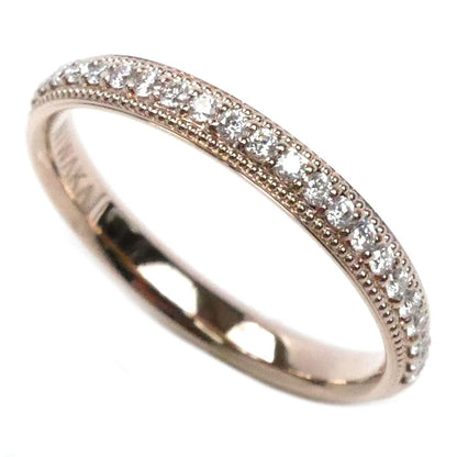 NIWAKA K18PG ピンクゴールド ダイヤ ハーフエタニティ ミル打ち リング・指輪 ダイヤモンド 8号 1.8g レディース【中古】【美品】