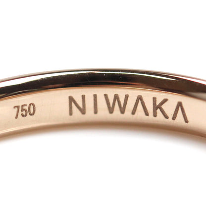 NIWAKA K18PG ピンクゴールド ダイヤ ハーフエタニティ ミル打ち リング・指輪 ダイヤモンド 8号 1.8g レディース【中古】【美品】