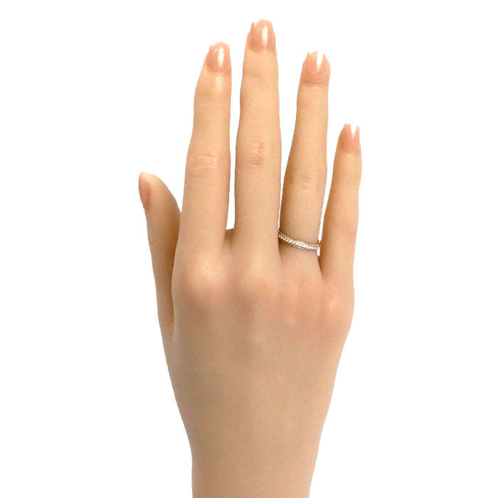 NIWAKA K18PG ピンクゴールド ダイヤ ハーフエタニティ ミル打ち リング・指輪 ダイヤモンド 8号 1.8g レディース【中古】【美品】