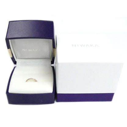 NIWAKA K18PG ピンクゴールド ダイヤ ハーフエタニティ ミル打ち リング・指輪 ダイヤモンド 8号 1.8g レディース【中古】【美品】