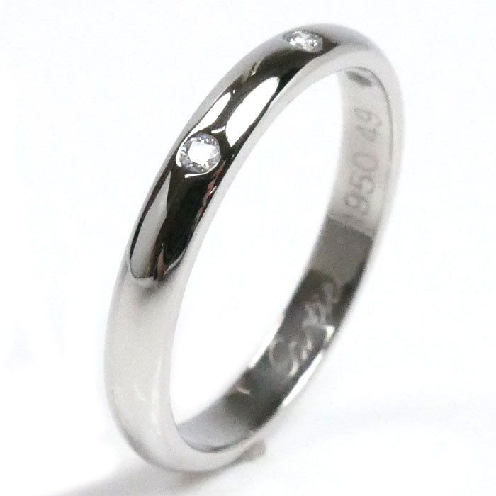 CARTIER カルティエ Pt950プラチナ ウェディング 3P ダイヤ リング・指輪 B4058349 ダイヤモンド 9号 49 3.1g レディース【中古】【美品】