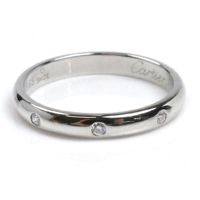 CARTIER カルティエ Pt950プラチナ ウェディング 3P ダイヤ リング・指輪 B4058349 ダイヤモンド 9号 49 3.1g レディース【中古】【美品】