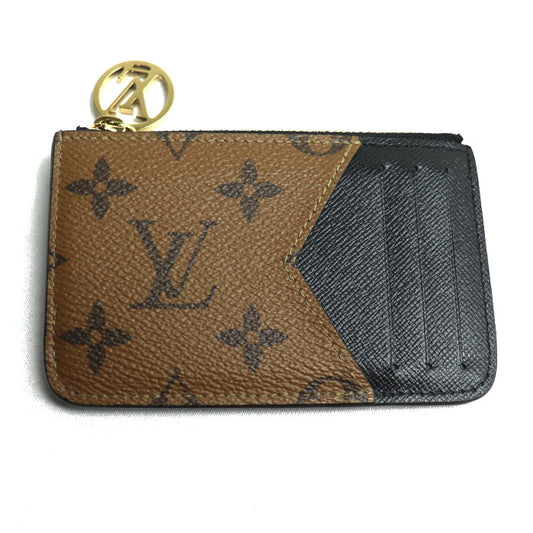 LOUIS VUITTON ルイ・ヴィトン ポルト カルト ロミー コインケース モノグラム リバース ノワール×ブラウン M81912 ICチップ レディース【中古】