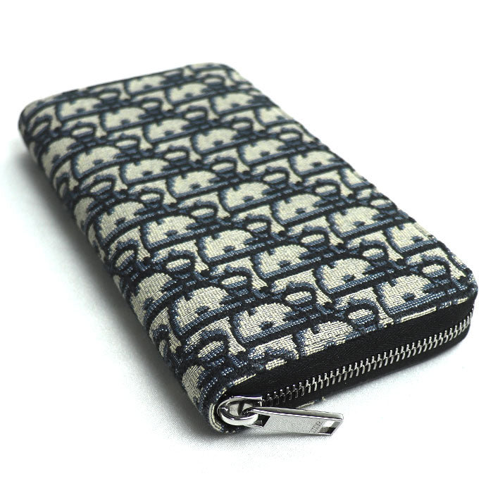 Dior ディオール オブリーク ジャカード ロングジップウォレット 長財布 ネイビー 2ADBC315YKS_H05E レディース【中古】
