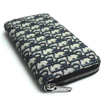 Dior ディオール オブリーク ジャカード ロングジップウォレット 長財布 ネイビー 2ADBC315YKS_H05E レディース【中古】