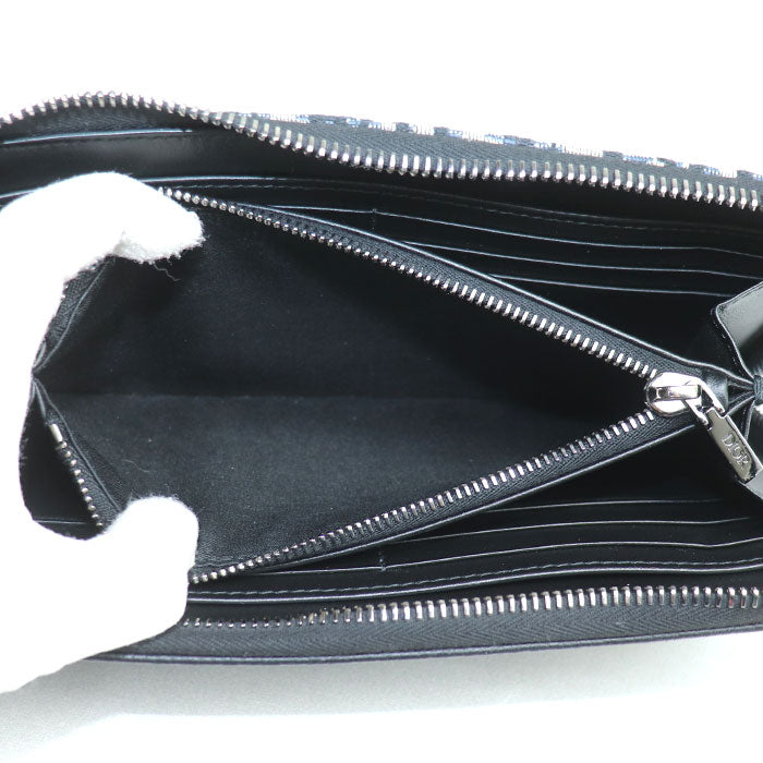 Dior ディオール オブリーク ジャカード ロングジップウォレット 長財布 ネイビー 2ADBC315YKS_H05E レディース【中古】