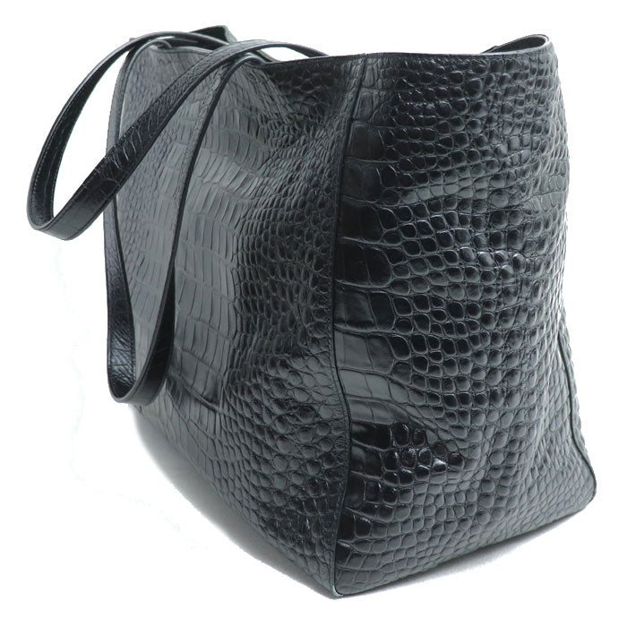 BALENCIAGA バレンシアガ エブリデイ クロコ型押し トートバッグ ブラック 618284 23E3N 1000 メンズ【中古】