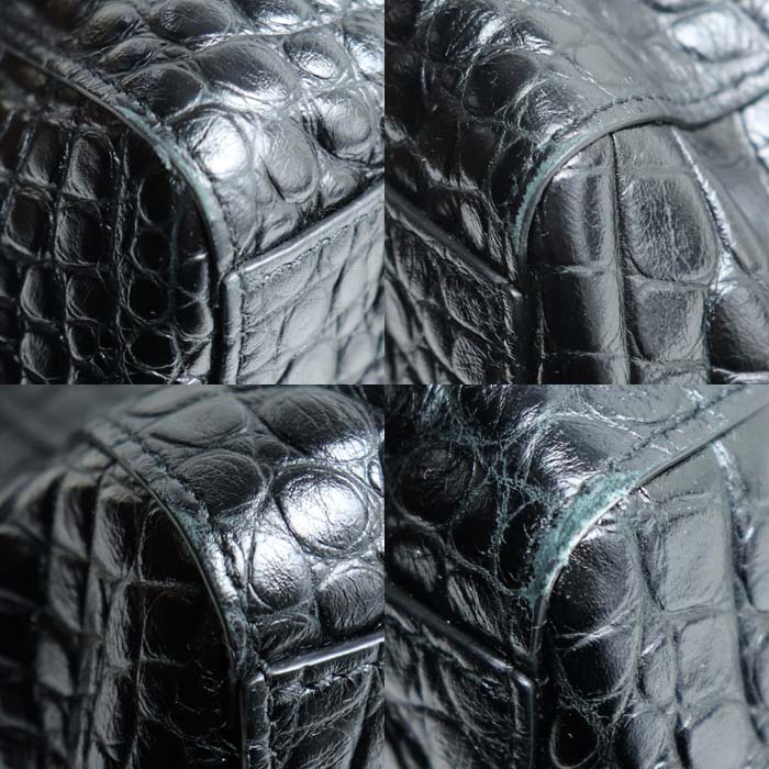 BALENCIAGA バレンシアガ エブリデイ クロコ型押し トートバッグ ブラック 618284 23E3N 1000 メンズ【中古】