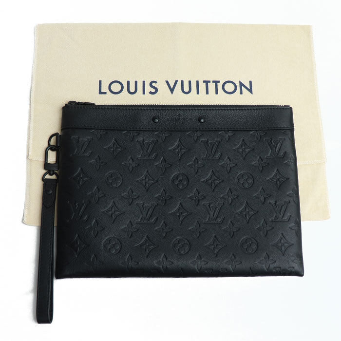 LOUIS VUITTON ルイ・ヴィトン ポシェット トゥ ゴー クラッチバッグ モノグラムシャドウ ブラック M81570 ICチップ メンズ【中古】