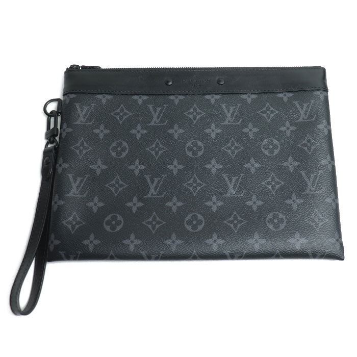LOUIS VUITTON ルイ・ヴィトン ポシェット トゥ ゴー クラッチバッグ モノグラム エクリプス ブラック M81569 ICチップ メンズ【中古】
