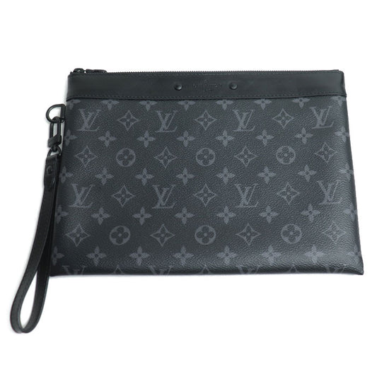 LOUIS VUITTON ルイ・ヴィトン ポシェット トゥ ゴー クラッチバッグ モノグラム エクリプス ブラック M81569 ICチップ メンズ【中古】