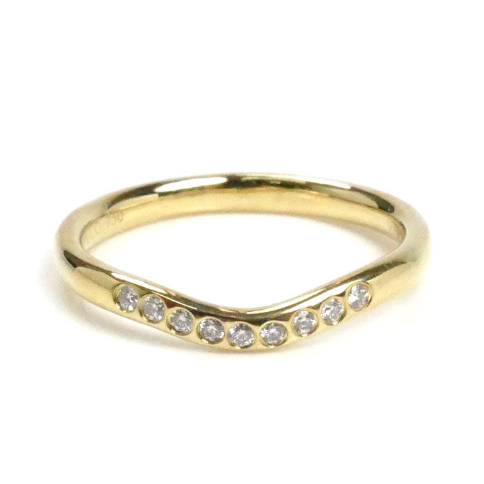 TIFFANY&Co. ティファニー K18YG イエローゴールド カーブドバンド 9P ダイヤ リング・指輪 60016301 ダイヤモンド 9号 2.2g レディース【中古】【美品】