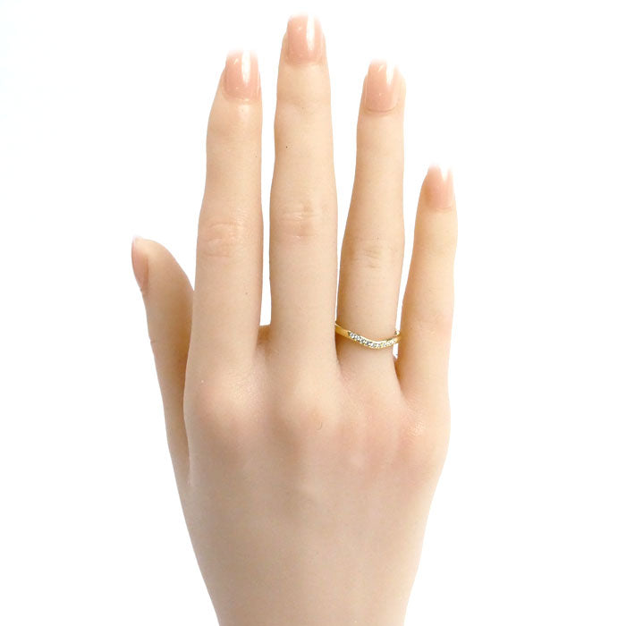 TIFFANY&Co. ティファニー K18YG イエローゴールド カーブドバンド 9P ダイヤ リング・指輪 60016301 ダイヤモンド 9号 2.2g レディース【中古】【美品】