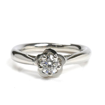 CHANEL シャネル Pt950プラチナ カメリア 1P ダイヤ リング・指輪 ダイヤモンド0.25ct 5号 45 4.9g レディース【中古】【美品】