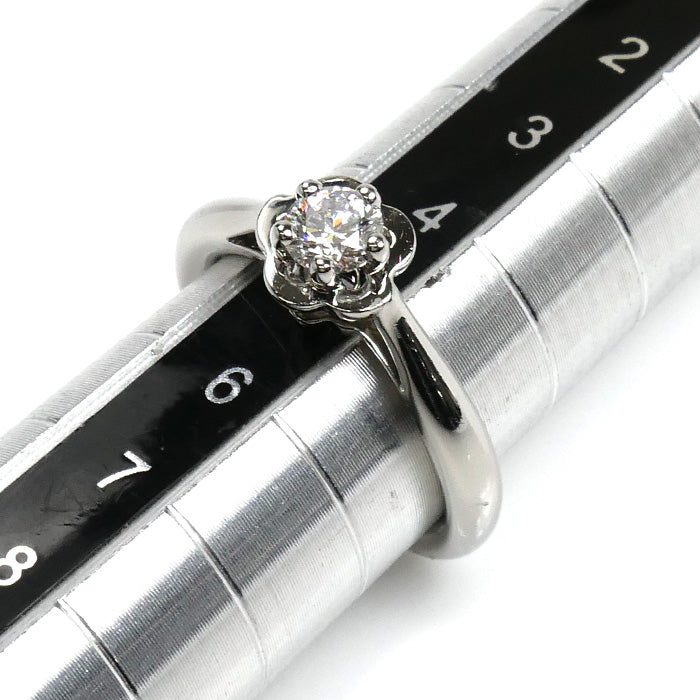 CHANEL シャネル Pt950プラチナ カメリア 1P ダイヤ リング・指輪 ダイヤモンド0.25ct 5号 45 4.9g レディース【中古】【美品】