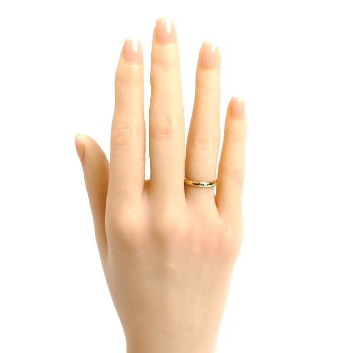 CARTIER カルティエ K18YG イエローゴールド ウェディング 1P ダイヤ リング・指輪 B4057648 ダイヤモンド 8号 48 2.2g レディース【中古】【美品】