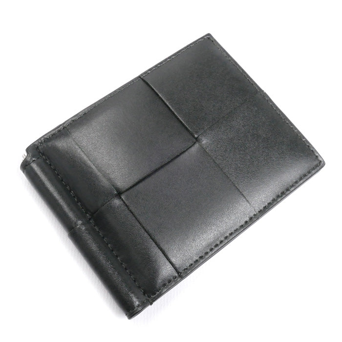 BOTTEGAVENETA ボッテガヴェネタ カセット マネークリップウォレット 二つ折り財布 ダークグレー×オレンジ 749453 メンズ【中古】【美品】