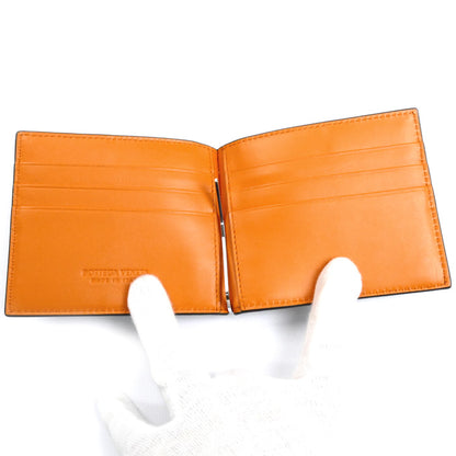 BOTTEGAVENETA ボッテガヴェネタ カセット マネークリップウォレット 二つ折り財布 ダークグレー×オレンジ 749453 メンズ【中古】【美品】