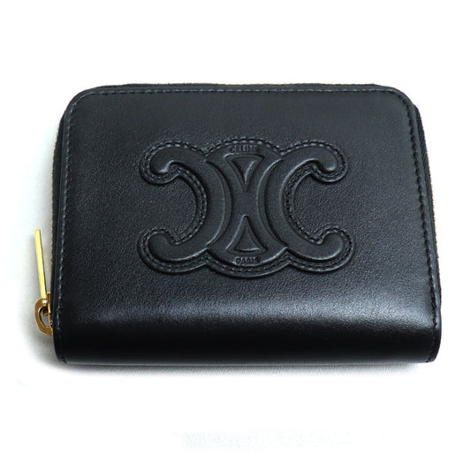 CELINE セリーヌ ジップウォレット キュイル トリオンフ コインケース ブラック 10K533DR8.38NO レディース【中古】【美品】