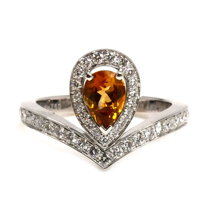 Chaumet ショーメ K18WG ホワイトゴールド ジョゼフィーヌ エグレット シトリン ダイヤ リング・指輪 シトリン ダイヤモンド 14号 54 5.3g レディース【中古】【美品】