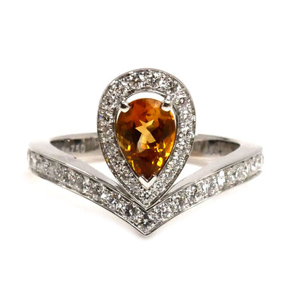 Chaumet ショーメ K18WG ホワイトゴールド ジョゼフィーヌ エグレット シトリン ダイヤ リング・指輪 シトリン ダイヤモンド 14号 54 5.3g レディース【中古】【美品】