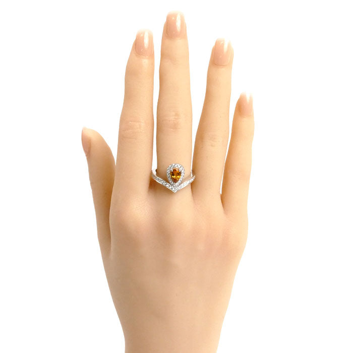Chaumet ショーメ K18WG ホワイトゴールド ジョゼフィーヌ エグレット シトリン ダイヤ リング・指輪 シトリン ダイヤモンド 14号 54 5.3g レディース【中古】【美品】