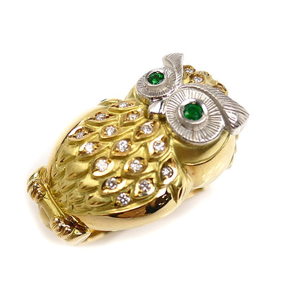 梶光夫 K18YG イエローゴールド Pt900プラチナ ダイヤ エメラルド リング・指輪 ダイヤモンド0.19ct エメラルド0.07ct 14号 14.3g レディース【中古】【美品】