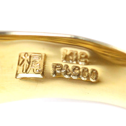 梶光夫 K18YG イエローゴールド Pt900プラチナ ダイヤ エメラルド リング・指輪 ダイヤモンド0.19ct エメラルド0.07ct 14号 14.3g レディース【中古】【美品】