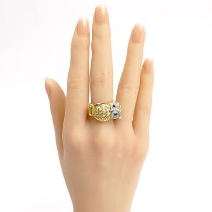 梶光夫 K18YG イエローゴールド Pt900プラチナ ダイヤ エメラルド リング・指輪 ダイヤモンド0.19ct エメラルド0.07ct 14号 14.3g レディース【中古】【美品】