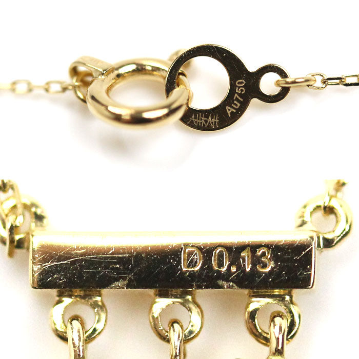 AHKAH アーカー K18YG イエローゴールド シャンデリアスウェイプチ ダイヤ ネックレス AK2060010100 ダイヤモンド0.13ct 1.0g 40cm レディース【中古】