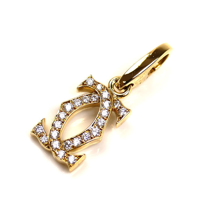 CARTIER カルティエ K18YG イエローゴールド 2C ダイヤ チャーム ペンダントトップ 2.3g レディース【中古】