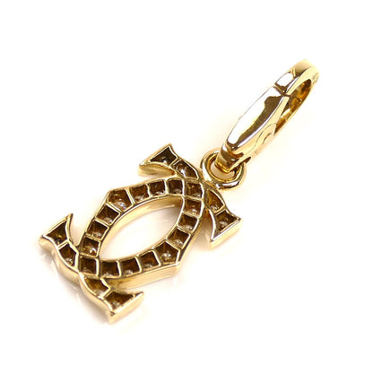 CARTIER カルティエ K18YG イエローゴールド 2C ダイヤ チャーム ペンダントトップ 2.3g レディース【中古】