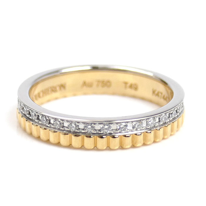 Boucheron ブシュロン K18YG/K18WG キャトル ラディアント ハーフ フルパヴェ リング・指輪 JAL00134 9号 49 3.1g レディース【中古】【美品】