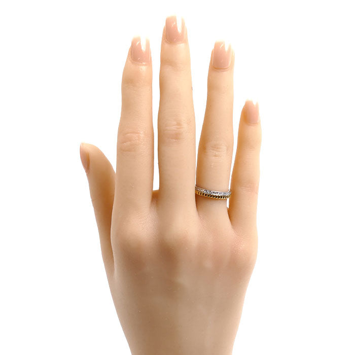 Boucheron ブシュロン K18YG/K18WG キャトル ラディアント ハーフ フルパヴェ リング・指輪 JAL00134 9号 49 3.1g レディース【中古】【美品】