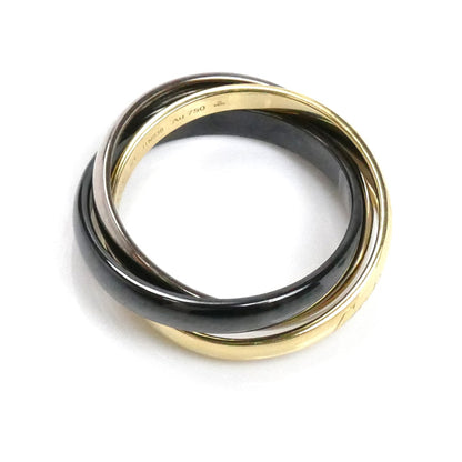 CARTIER カルティエ K18YG/K18WG/セラミック トリニティ リング・指輪 B4235651 11.5号 51 5.9g 日本/中国/EU限定 レディース【中古】【美品】