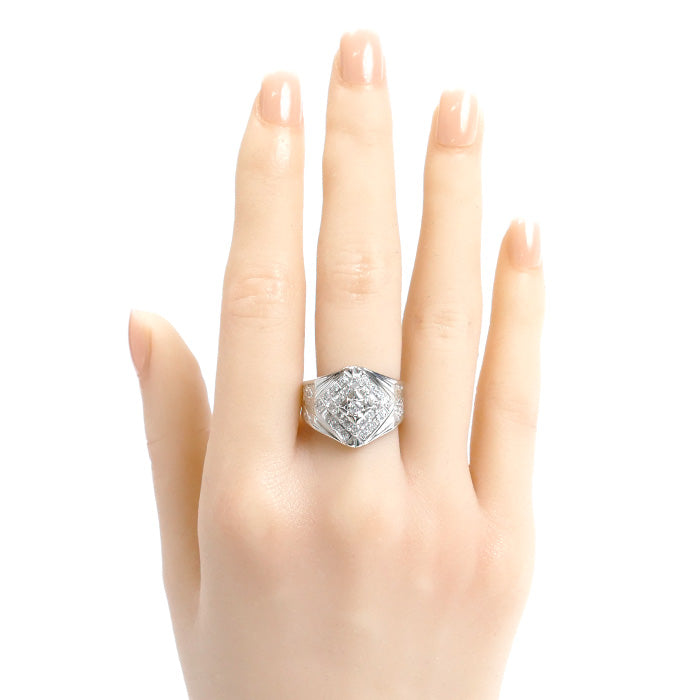 Pt900プラチナ ダイヤ リング・指輪 ダイヤモンド0.67ct 18号 10.6g レディース【中古】