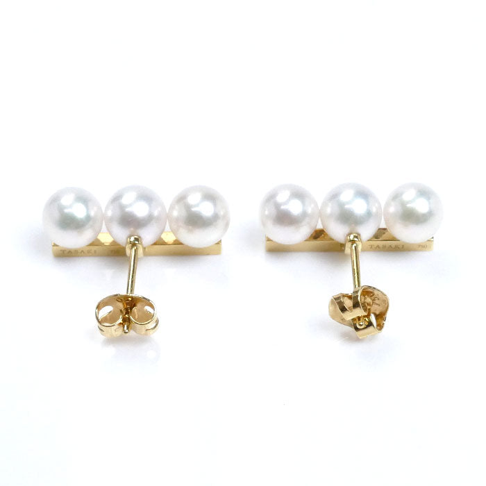 TASAKI タサキ K18YG イエローゴールド バランス ネオ パール ピアス E-4315-18KYG アコヤパール約6.7mm 6.2g レディース【中古】【美品】