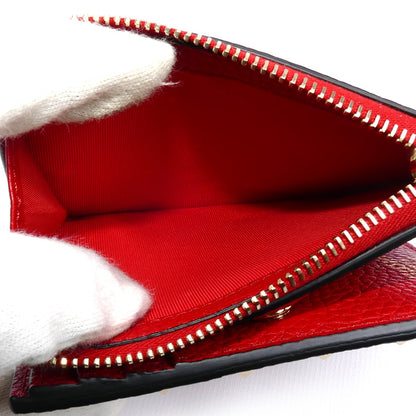 Valentino Garavani ヴァレンティノ・ガラヴァーニ ロックスタッズ コンパクトウォレット 二つ折り財布 レッド 3W2P0W06 レディース【中古】【美品】